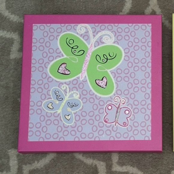 Butterfly Wall Art Set in Pink, Yellow & Green - Picture 3 of 4